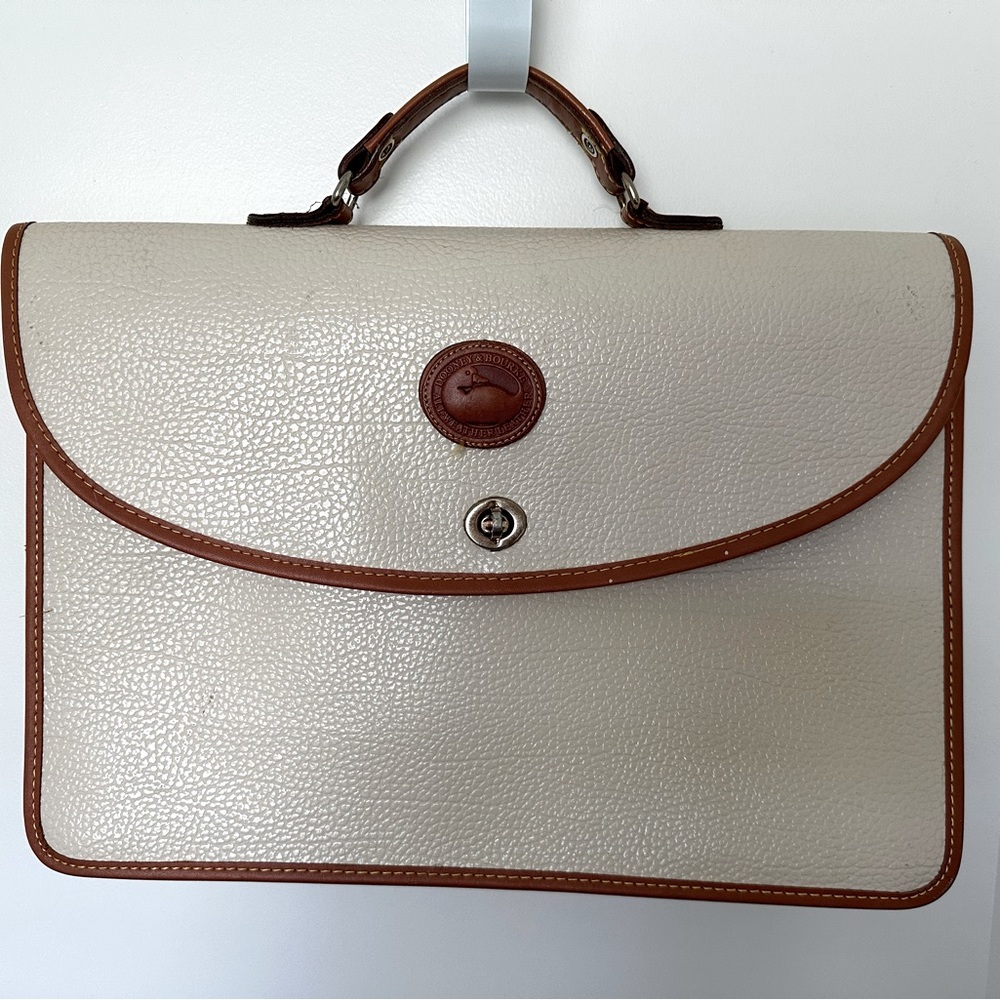 Vintage DOONEY & BOURKE Surrey Briefcase portfolio Beige Brown Crossbody option